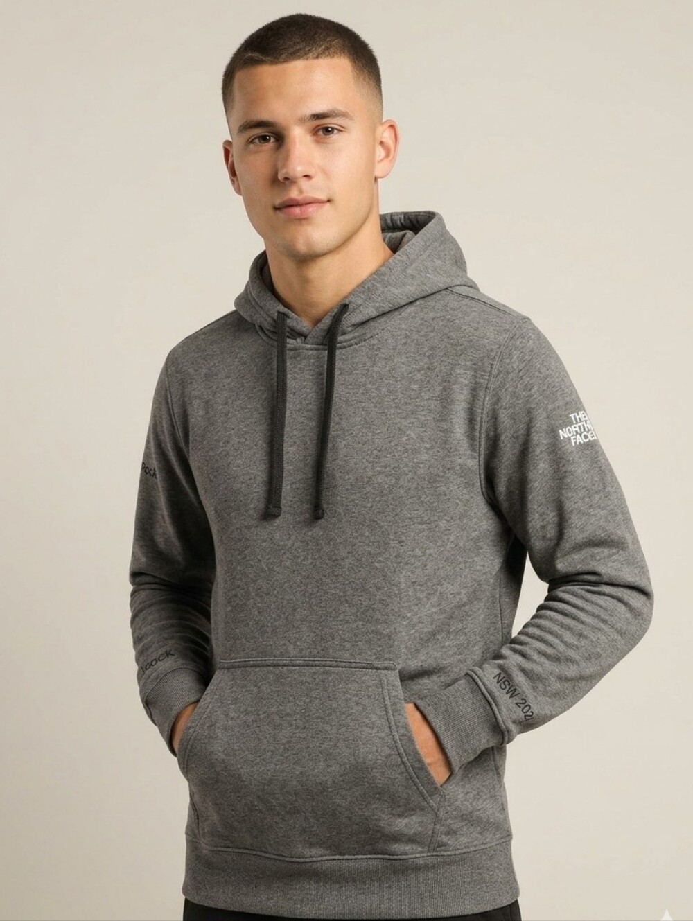 The North Face Grey Pullover Hoodie Kangaroo Pocket Men's Size M